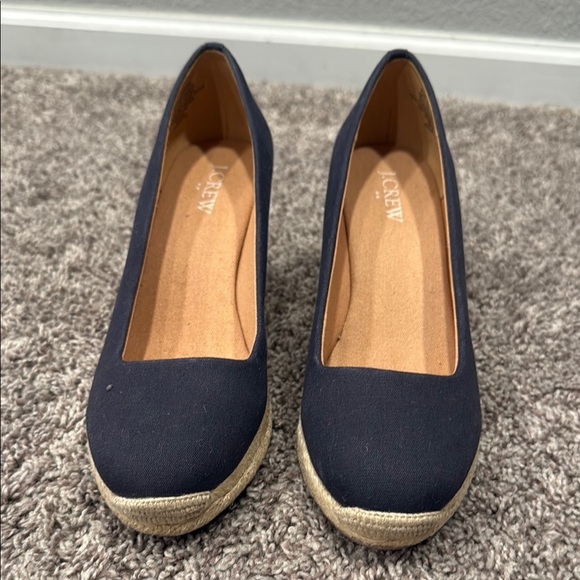 J. Crew Women's Navy Blue Wedges shoes size 7 1/2 - Picture 1 of 8